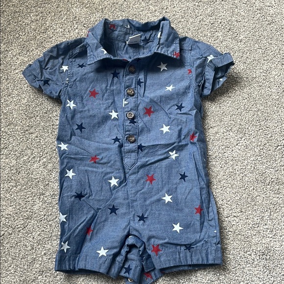 Old Navy Red, White, and Blue Star Print Button-Up Romper - Picture 1 of 4